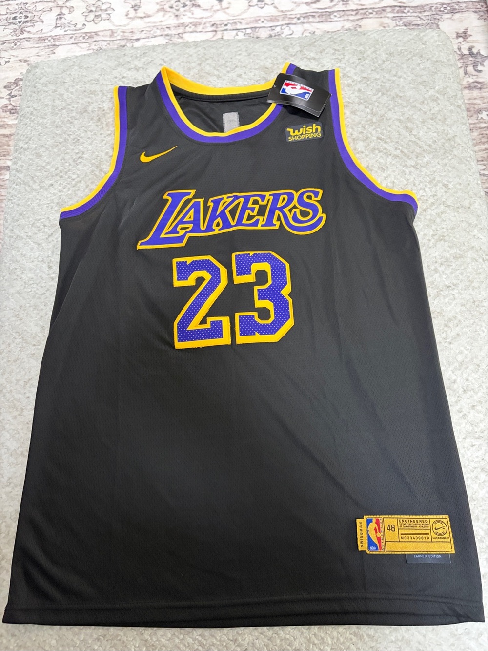 Nike Los Angeles Lakers LeBron James Jersey #23 Black & Purple Basketball Jersey